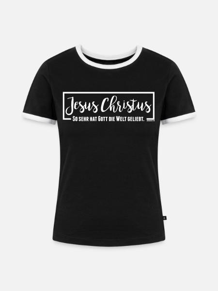 Johannes 3:16 (white) - Frauen Kontrast-T-Shirt - Schwarz/Weiß