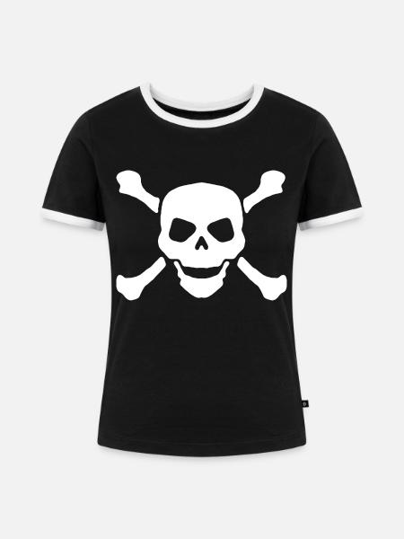 piratenflagge - Frauen Kontrast-T-Shirt - Schwarz/Weiß