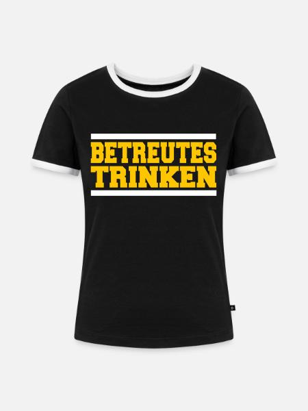 Betreutes Trinken - Frauen Kontrast-T-Shirt - Schwarz/Weiß