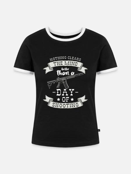 Waffe Schuss Waffenbesitzer Schießen - Frauen Kontrast-T-Shirt - Schwarz/Weiß