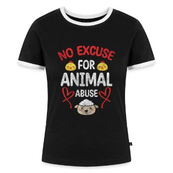 Tierschutz Aktivist Fleischlos - Frauen Kontrast-T-Shirt - Schwarz/Weiß - Vorne - Selfina (174cm)