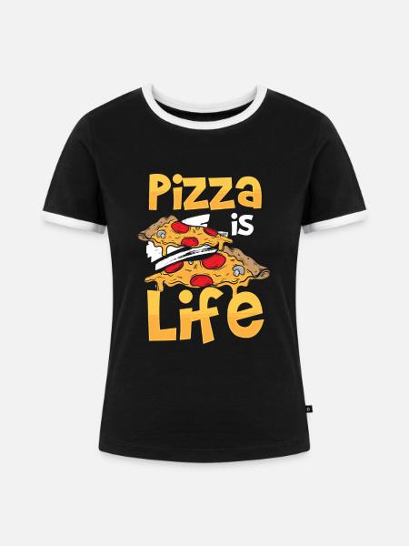 Pizzeria Pizzaliebhaber Restaurant - Frauen Kontrast-T-Shirt - Schwarz/Weiß