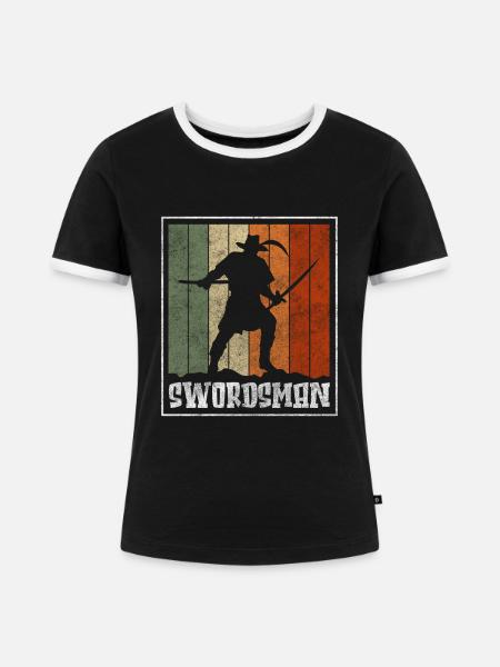 Schwertkampf Krieger Japan - Frauen Kontrast-T-Shirt - Schwarz/Weiß