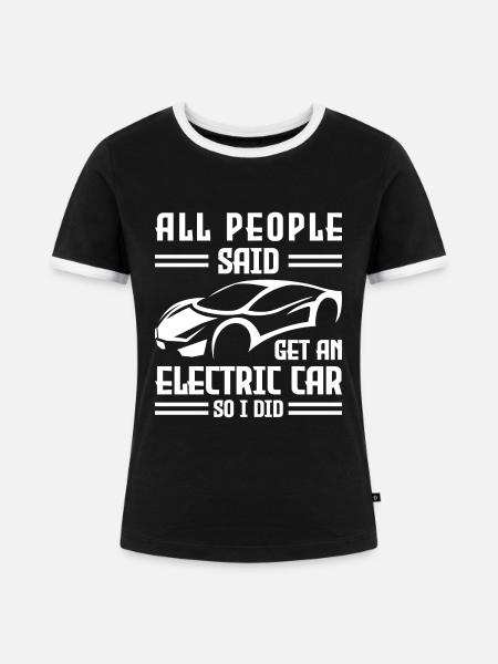 Elektromobilität Beschleunigung Strom Klimawandel - Frauen Kontrast-T-Shirt - Schwarz/Weiß