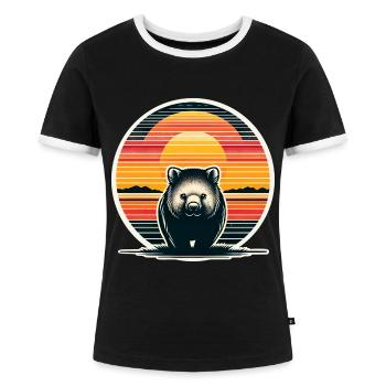 Wombat - Frauen Kontrast-T-Shirt - Schwarz/Weiß - Vorne - Selfina (174cm)