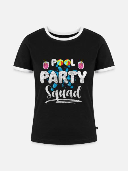 Poolparty Baden Partyzeit - Frauen Kontrast-T-Shirt - Schwarz/Weiß