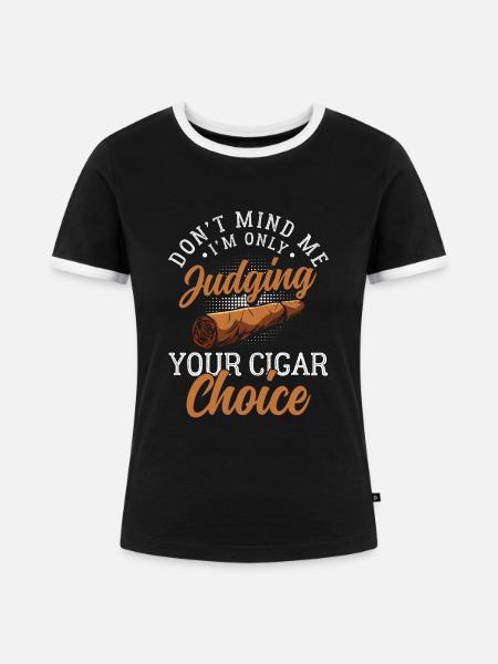 Zigarre Lounge Qualm Gentlemen - Frauen Kontrast-T-Shirt - Schwarz/Weiß
