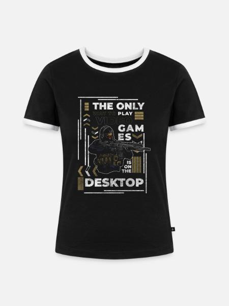 Zocker Online Spiele - Frauen Kontrast-T-Shirt - Schwarz/Weiß