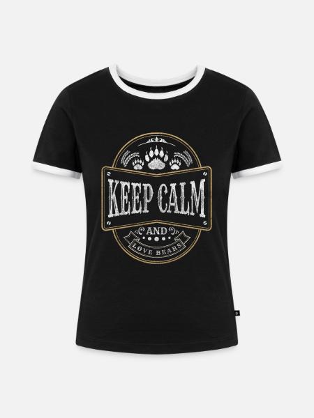 Bären Training Brüllen - Frauen Kontrast-T-Shirt - Schwarz/Weiß