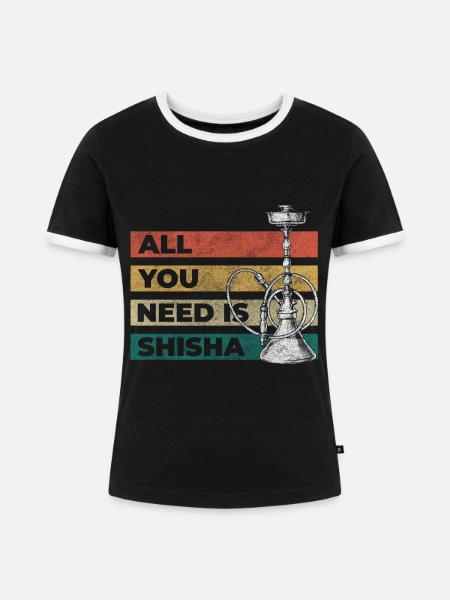 Hookah Dampf Smoken Kippe - Frauen Kontrast-T-Shirt - Schwarz/Weiß