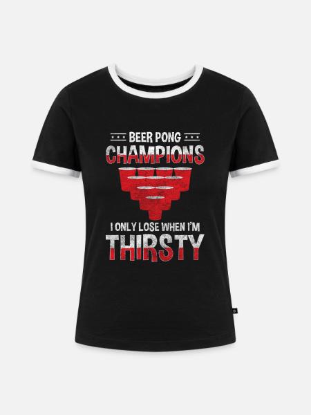 Beer Gewinner Teamsport - Frauen Kontrast-T-Shirt - Schwarz/Weiß