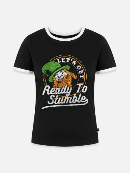 Pub Bier Glück Irisch - Frauen Kontrast-T-Shirt - Schwarz/Weiß