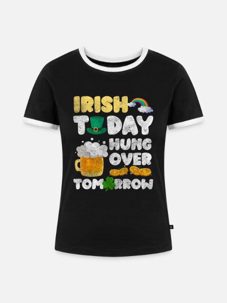 Irland Bier Tourismus - Frauen Kontrast-T-Shirt - Schwarz/Weiß