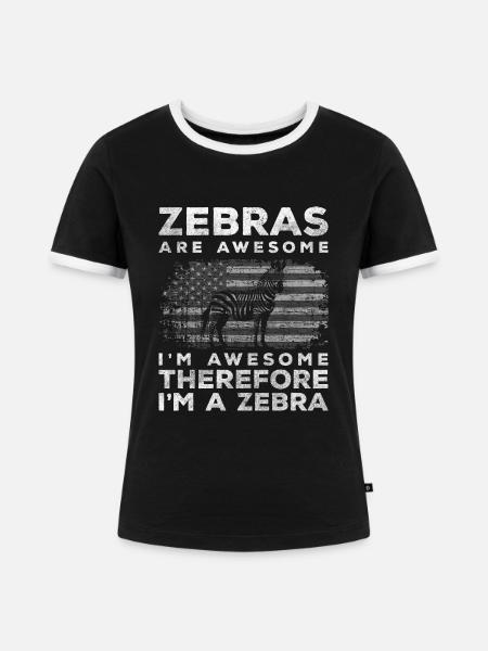 Zebras Tier Steppe Kenia - Frauen Kontrast-T-Shirt - Schwarz/Weiß