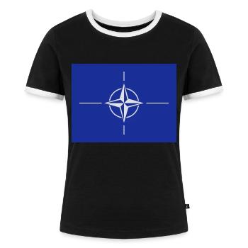 Nordatlantikpakt-Organisation NATO - Frauen Kontrast-T-Shirt - Schwarz/Weiß - Vorne - Selfina (174cm)