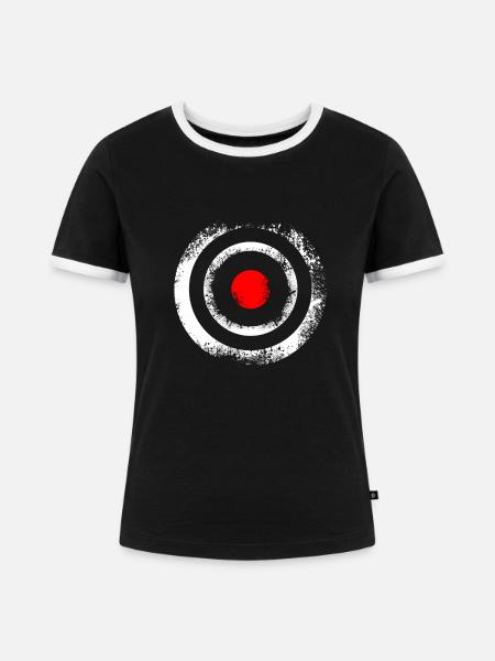 BULLSEYE - Frauen Kontrast-T-Shirt - Schwarz/Weiß