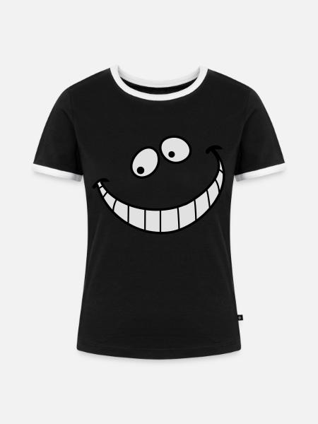 Smile - Lächeln - Grinsen - Frauen Kontrast-T-Shirt - Schwarz/Weiß