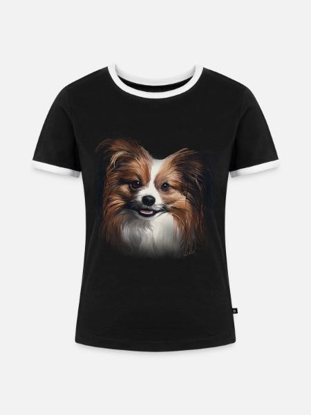 Papillon - Frauen Kontrast-T-Shirt - Schwarz/Weiß