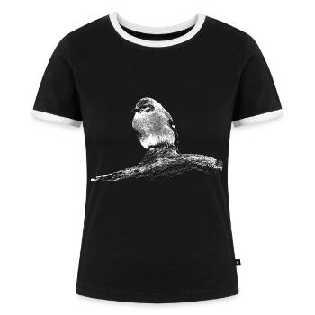 Kleiner Vogel - Frauen Kontrast-T-Shirt - Schwarz/Weiß - Vorne - Selfina (174cm)