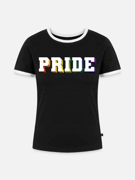 PRIDE RAINBOW SHADOW - Frauen Kontrast-T-Shirt - Schwarz/Weiß