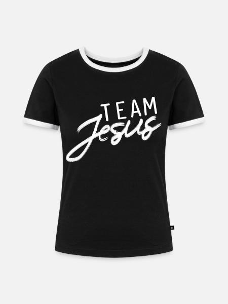 Team Jesus Gott Geschenk - Frauen Kontrast-T-Shirt - Schwarz/Weiß