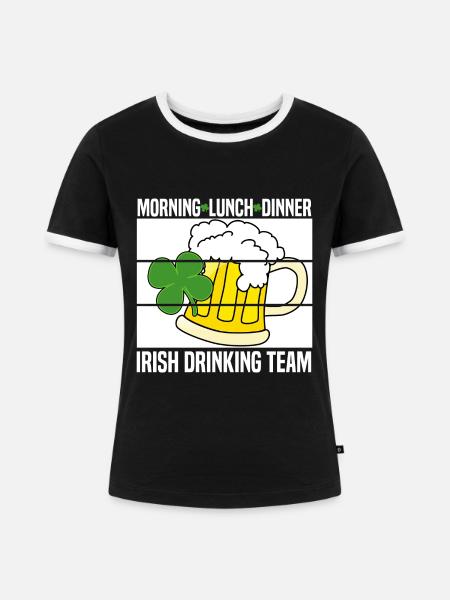 irish team - Frauen Kontrast-T-Shirt - Schwarz/Weiß