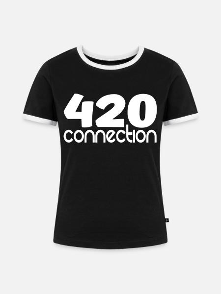 420 connection - Frauen Kontrast-T-Shirt - Schwarz/Weiß