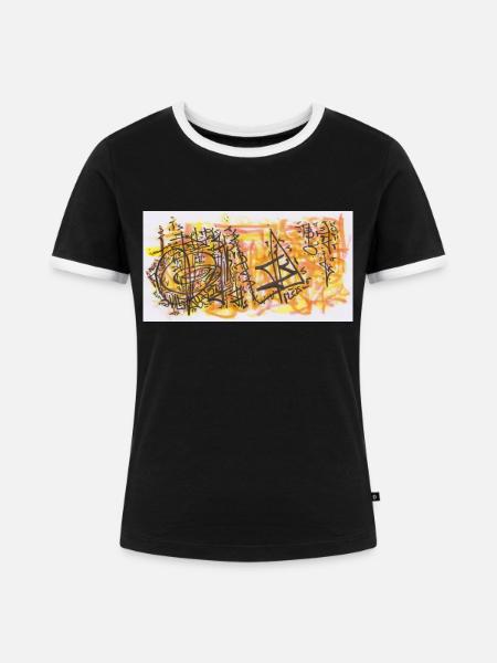 240702 00 - Frauen Kontrast-T-Shirt - Schwarz/Weiß