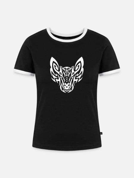 Wolf Weiß - Frauen Kontrast-T-Shirt - Schwarz/Weiß