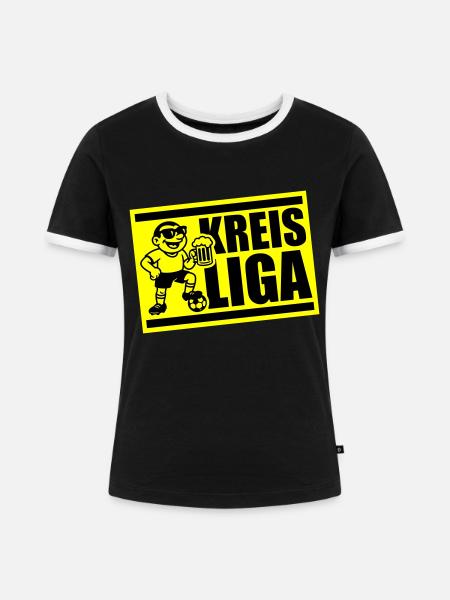 Kreisliga Fussball - Frauen Kontrast-T-Shirt - Schwarz/Weiß