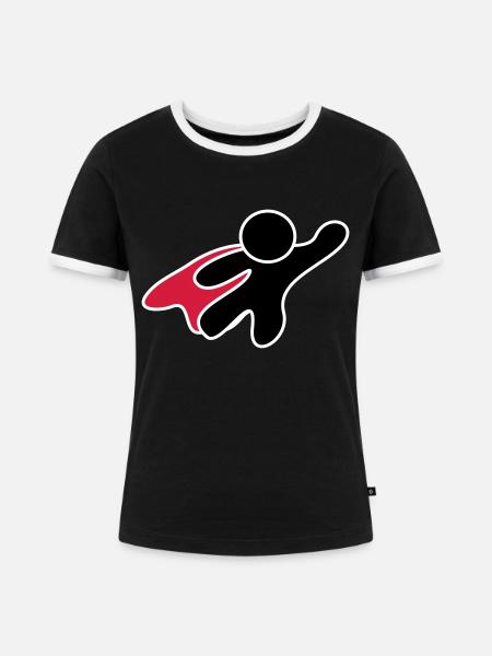 Superhero - Frauen Kontrast-T-Shirt - Schwarz/Weiß