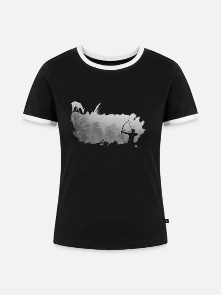 bowhunter splash Nebel - Frauen Kontrast-T-Shirt - Schwarz/Weiß