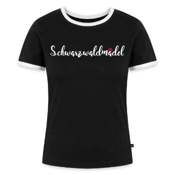 Schwarzwaldmädel - Frauen Kontrast-T-Shirt - Schwarz/Weiß - Vorne - Selfina (174cm)