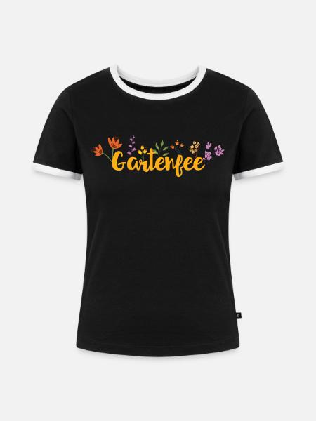 Gartenfee - Frauen Kontrast-T-Shirt - Schwarz/Weiß