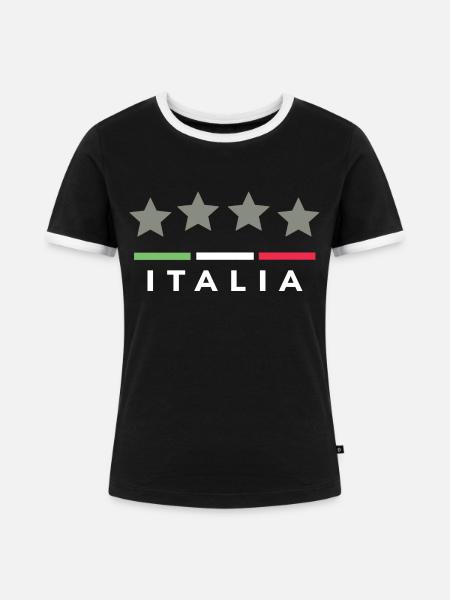 Italia - Frauen Kontrast-T-Shirt - Schwarz/Weiß