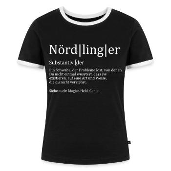 Schwaben Synonym Nördlingen - Frauen Kontrast-T-Shirt - Schwarz/Weiß - Vorne - Selfina (174cm)