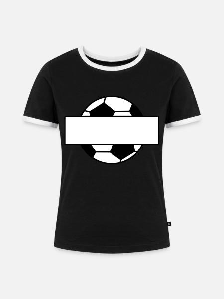Fußball Namensschild - Frauen Kontrast-T-Shirt - Schwarz/Weiß