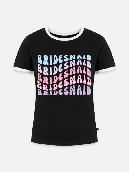 Pastellfarbene Brautjungfer - Frauen Kontrast-T-Shirt - Schwarz/Weiß
