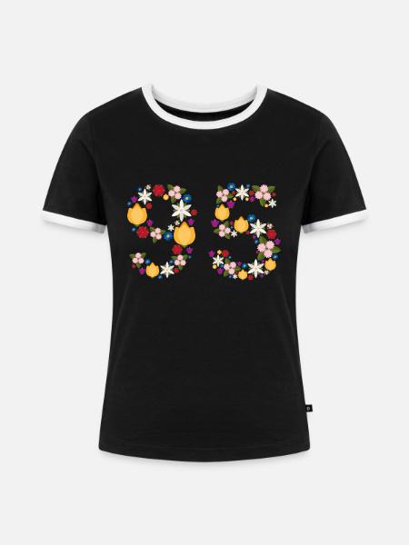 Flowers 95 - Frauen Kontrast-T-Shirt - Schwarz/Weiß