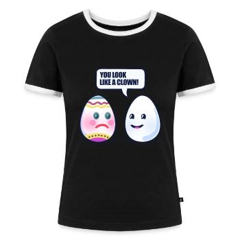 Ostern Osterei - Frauen Kontrast-T-Shirt - Schwarz/Weiß - Vorne - Selfina (174cm)