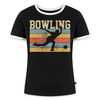 Bowling Bowling Bowling - Frauen Kontrast-T-Shirt - Schwarz/Weiß - Vorne - Selfina (174cm)
