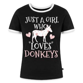 Esel Esel Esel - Frauen Kontrast-T-Shirt - Schwarz/Weiß - Vorne - Selfina (174cm)
