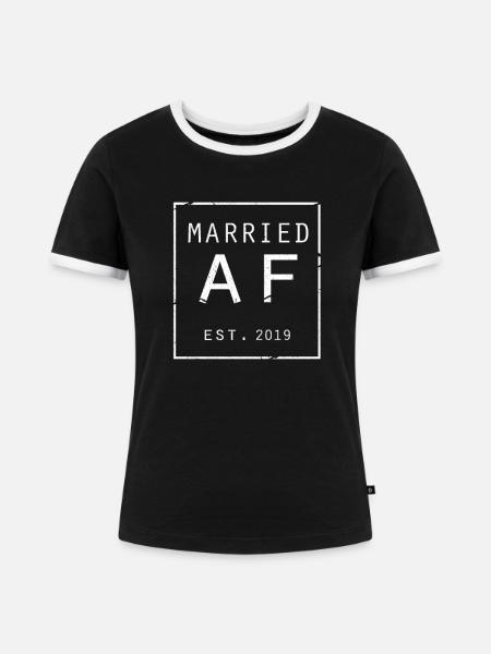 Hochzeit - Frauen Kontrast-T-Shirt - Schwarz/Weiß