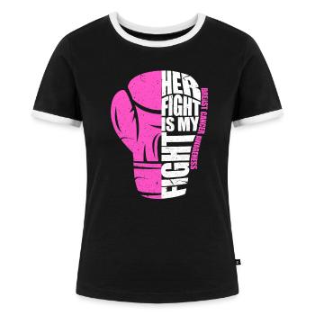 Brustkrebs Breast Cancer Brust Krebs Geschenk - Frauen Kontrast-T-Shirt - Schwarz/Weiß - Vorne - Selfina (174cm)