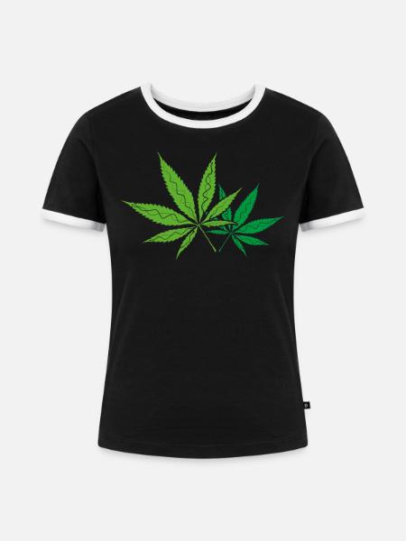 Cannabis - Frauen Kontrast-T-Shirt - Schwarz/Weiß