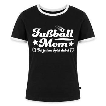 Fußballmama Fußball Mom - Frauen Kontrast-T-Shirt - Schwarz/Weiß - Vorne - Selfina (174cm)