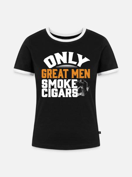 Zigarren - Frauen Kontrast-T-Shirt - Schwarz/Weiß