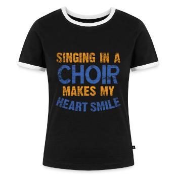 Chor Singen - Frauen Kontrast-T-Shirt - Schwarz/Weiß - Vorne - Selfina (174cm)