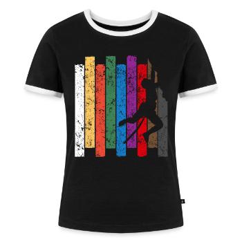 Klettern Silhouette - Frauen Kontrast-T-Shirt - Schwarz/Weiß - Vorne - Selfina (174cm)