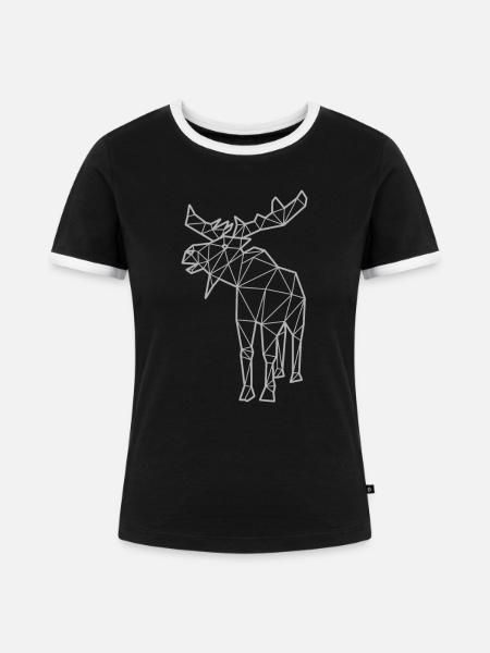 Elch Polygon - Frauen Kontrast-T-Shirt - Schwarz/Weiß